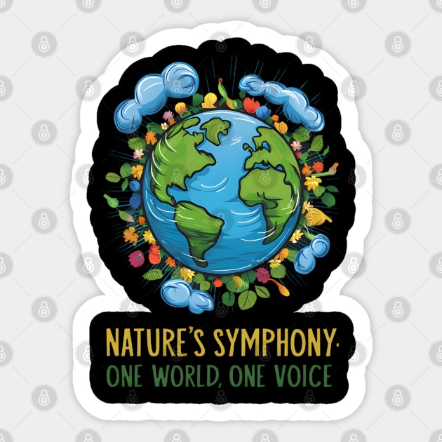 "Nature's Harmony: One World, United Voice" Sticker by WEARWORLD